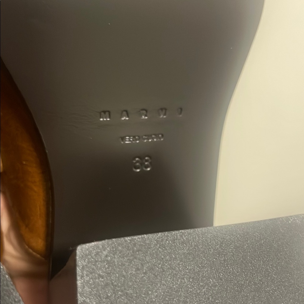 Marni Brown Leather Heeled Mule Size EU 38 - Picture 8 of 9